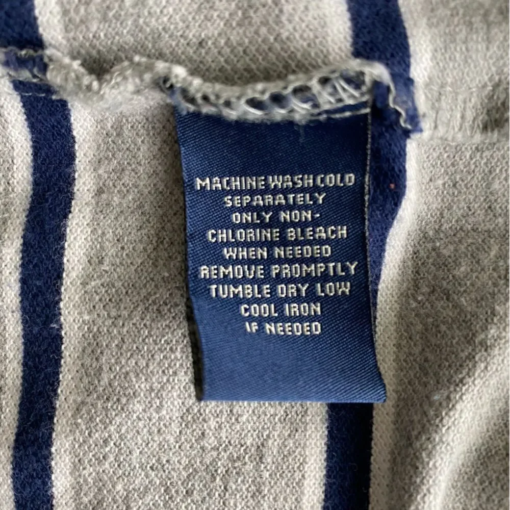 Ralph Lauren Striped Polo Short Sleeve Shirt Gray Blue SZ M